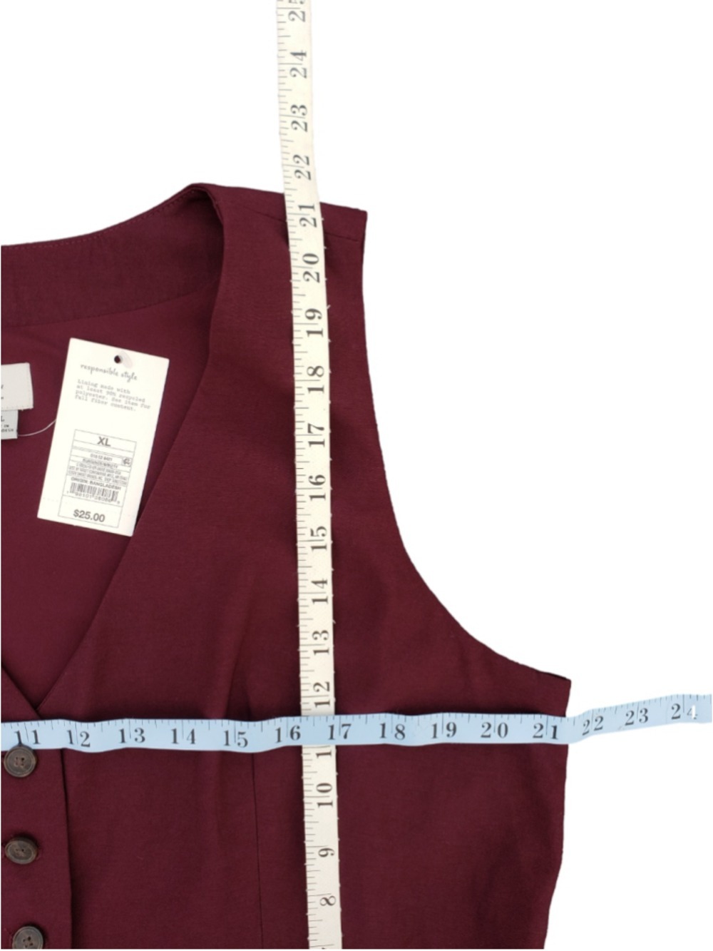 Women's a new day Burgundy Vest, Size XL - Picture 7 of 7